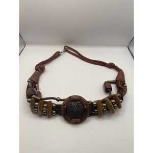 Vintage Boho Belt Medallion Wood Rope Women’s Stretch 35”